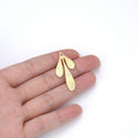 10pcs 36mm Large 3-Petal Leaf Drop Pendants, Tarnish Resistant, 18K Yellow Gold Plated Brushed Brass, BF-B5
