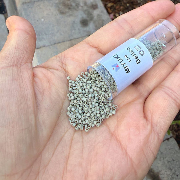 30g Miyuki Delica 11/0 Seed Beads, Opaque Matte Glazed Cactus DB2282