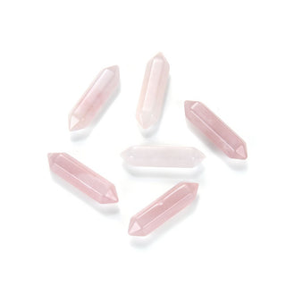 4pcs Natural Pink Rose Quartz Double Point Gemstone Wand, 32mm Loose Cut Stones, G3P-E6