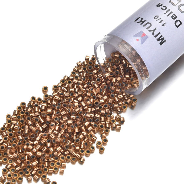 7.5g Miyuki Delica 11/0 Seed Bead Transparent Copper-Lined Pale Amber DB181