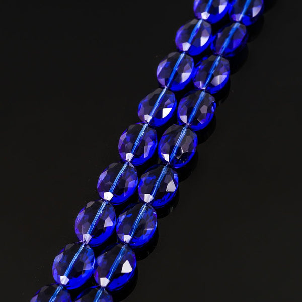 50pcs Creative Club Faceted Flat Oval Crystal Beads, Sapphire Blue, 16x12mm/Large, Hole ID 1.1mm, CCO-13