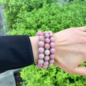 1 Strand Stretch Natural Pink Rhodonite Beaded Gemstone Bracelet, 10mm Bead, Length Selections: 7 inch/7.5 inch/8 inch/8.5 inch