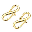 5pcs 925 Sterling Silver S Hooks Clasps, Real 18K Yellow Gold Plated, Size Selections: 12mm/15mm