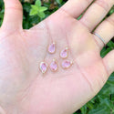 10pcs Grade A October Pink Teardrop Birthstone Charm Drop, 18K Yellow Gold Plated Brass, Size Selections: 11x7mm, 14x8mm, 16x9mm