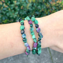 1 Strand Stretch Natural Ruby Zoisite Free Form Gemstone Bracelet, 5-8mm Small Beads, Length Selections: 7 inch/7.5 inch
