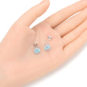 1 Pair 925 Sterling Silver March Blue Birthstone Round Cut Stud Earrings, 8mm/2 Carat Cubic Zirconia CZ Created Aquamarine Stone, SSE49-3