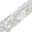 Natural White Moonstone Gemstone Oval Tumbled Pebble Beads, Irregular, 6mm to 8mm, Hole ID 1mm, 15 Inch/1 Strand, GZ11-24