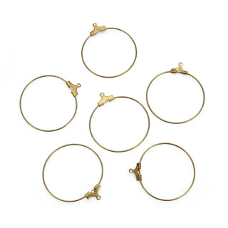 20pcs Raw Brass Large Round Circle Beading Hoops, 0.7mm/21 Gauge, 30mm, Unplated/Uncoated, CX130-5