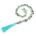 Adabele Premium 108 Mala Bead Tassel Necklace, 8mm Natural Multi-color Amazonite Gemstone, Buddhist Japa Prayer Beaded Jewelry RGN15