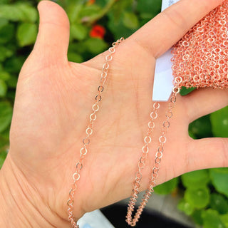 33 Feet Flat Round Link Copper Chain Link, Bright Coppery, 3.5mm