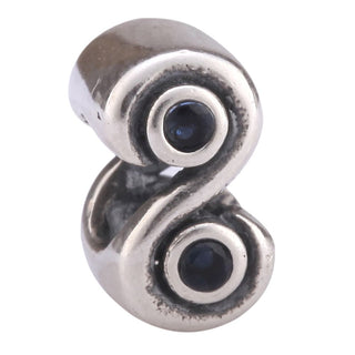 Real 925 Sterling Silver Charm, September Birthstone Bead, Cubic Zirconia CZ Blue Sapphire...