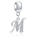 1pc 925 Sterling Silver Letter M, Alphabet Charm Pendant Drop, 18mm Long, Hole ID 4.5mm, EC3-A13