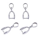 50pcs Pendant Clasp Pinch Bail Clip, 18K White Gold Plated Brass, Size Selections: 15mm/18mm/20mm