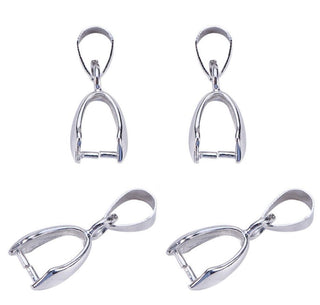 50pcs Pendant Clasp Pinch Bail Clip, 18K White Gold Plated Brass, Size Selections: 15mm/18mm/20mm