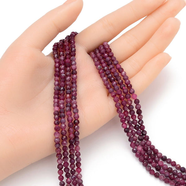 Natural Pink Tourmaline Gemstone Tiny Small Faceted Round Beads, 4mm, Hole ID 0.6mm, 15 Inch/1 Strand, GK4-1
