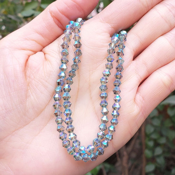 500pcs Creative Club Faceted Bicone Crystal Glass Beads, Green Peridot Shimmer, 4mm (0.16 Inch) Small Tiny, Hole ID 0.9mm, CCB436