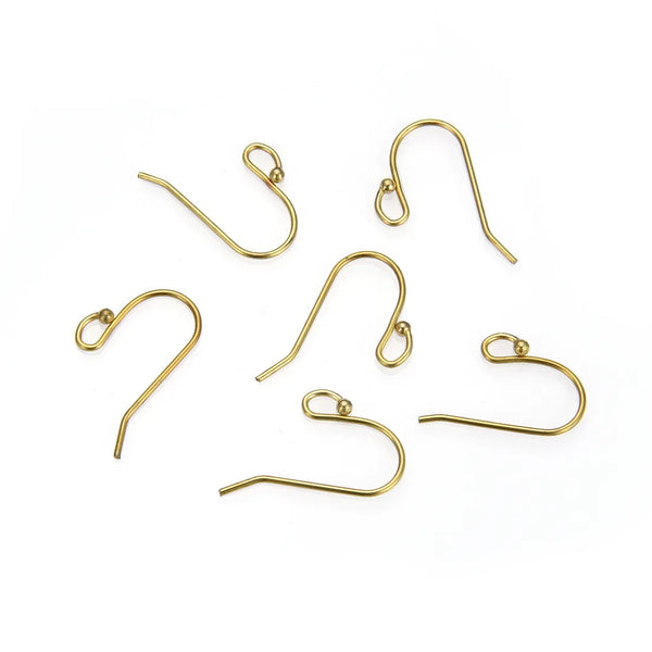 50pcs Raw Brass Strong Ball End Fish Earring Hooks, 0.9mm/19 Gauge, 22mm, Unplated/Uncoated, CX238