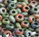 10pcs Natural Unakite Jasper Gemstone Donut Rondelle Beads,14x8mm, Hole ID 5.6mm, GW-A11