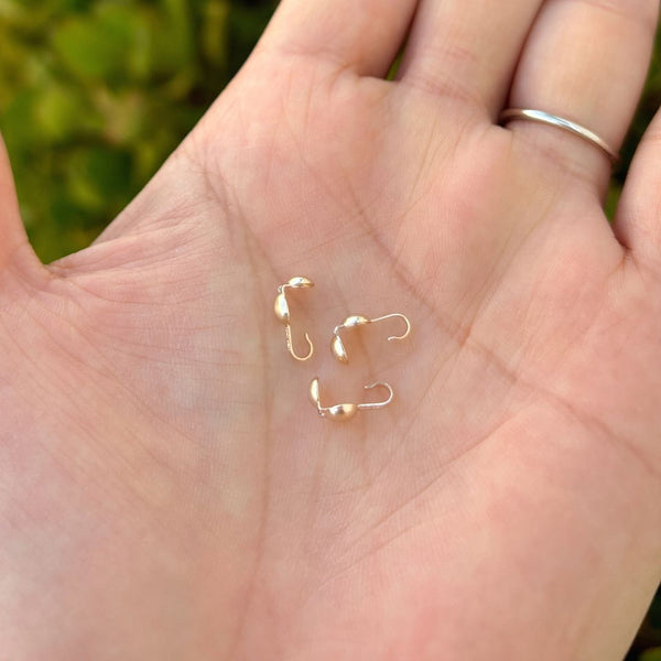 10pcs Real 1/20 14K Gold Filled Clamshell Calotte Bead Tips, Open Hook, 9mm, JK4-B1