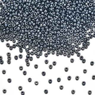 25g Miyuki Rocaille 8/0 Round Seed Beads Opaque Metallic Gunmetal RR-451