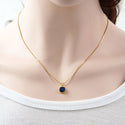 1pc Natural Druzy Crystal Pendant Necklace, Purple Blue Round Disc Drop Small Tiny Gemstone Pendant, 18 inch Gold Plated Stainless Steel Chain, GGP22-6