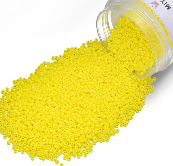 25g Miyuki Rocaille 15/0 Round Seed Beads Opaque Yellow RR-404
