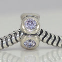 1pc Real 925 Sterling Silver Charm, June Birthstone Spacer Bead, Cubic Zirconia CZ Diamond Gemstone, Compatible with Pandora all Other Charm Bracelets, EC306