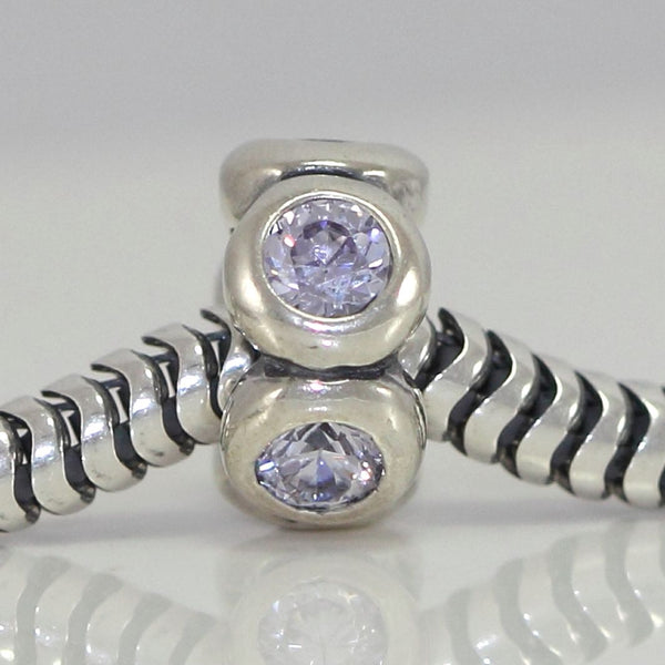 1pc Real 925 Sterling Silver Charm, June Birthstone Spacer Bead, Cubic Zirconia CZ Diamond Gemstone, Compatible with Pandora all Other Charm Bracelets, EC306