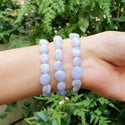 1 Strand Stretch Natural Blue Lace Agate Free Form Gemstone Bracelet, 7-10mm Beads, Length Selections: 7 inch/7.5 inch
