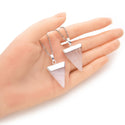 1pc Natural White Quartz Clear Crystal Triangle Gemstone Pendant Necklace, 18 Inch Surgical Stainless Steel Chain, GGP-A3