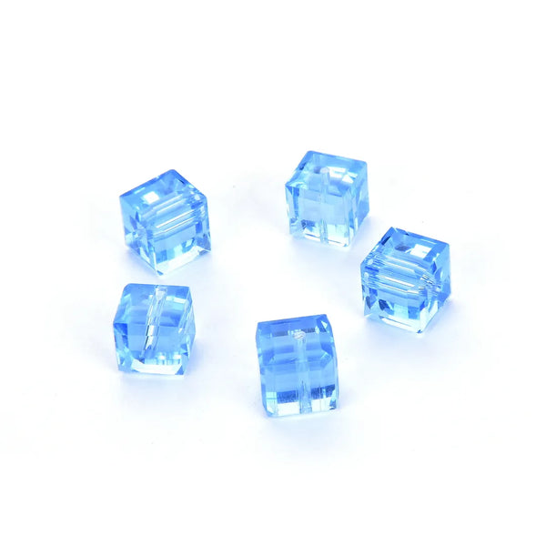24pcs Adabele Austrian Faceted Cube Crystal Beads #5601, Light Sapphire Blue, Size Selections: 4mm/6mm/8mm