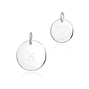 1pc 925 Sterling Silver 12mm Letter K Charm, Heart Engraved, Name Initial Disc Coin Pendant Drop, SLP-S11