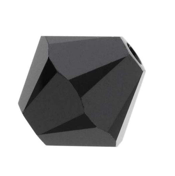 50pcs Preciosa Faceted Bicone Crystal Beads, Jet Black, 6mm, Hole ID 1mm, Pre-B623