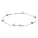1pc 925 Sterling Silver 3mm Bead Station Singapore Chain Bracelet, Length Selections: 6.5 inch/7 inch/7.5 inch/8 inch