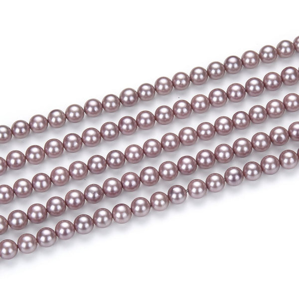 AAA Grade Natural Shell Pearl Round Beads, Freshwater Mother Of Pearl Nacre, Lavender Amethyst, 1 Strand/15 Inch, Size Selections: 4mm/6mm/8mm