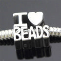 1pc Solid 925 Sterling Silver I Love Bead Charm Art Creativity Bead, Compatible with Pandora All Other Charm Bracelet, EC257