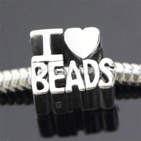 1pc Solid 925 Sterling Silver I Love Bead Charm Art Creativity Bead, Compatible with Pandora All Other Charm Bracelet, EC257