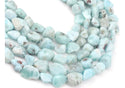 Natural Larimar Gemstone Oval Tumbled Pebble Beads, Irregular, 6mm to 8mm, Hole ID 1mm, 15 Inch/1 Strand, GZ11-16