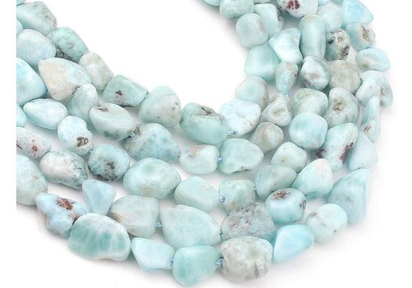 Natural Larimar Gemstone Oval Tumbled Pebble Beads, Irregular, 8mm to 10mm, Hole ID 1mm, 15 Inch/1 Strand, GZ12-16