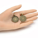 20pcs Large Sturdy Round Bezels, Pendant Base, Antique Bronze, Designed for 25mm Cabochon Resin Cameo Photo, MC-H8