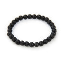 1 Strand Stretch Natural Black Lava Rock Beaded Gemstone Bracelet, 6mm Beads, Length Selections: 7 inch/7.5 inch/8 inch