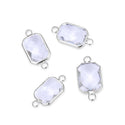 10pcs Grade A April Diamond Clear Birthstone Rectangle Radiant Cut Links, Sterling Silver Plated Brass, 14mm, CCP12-S4