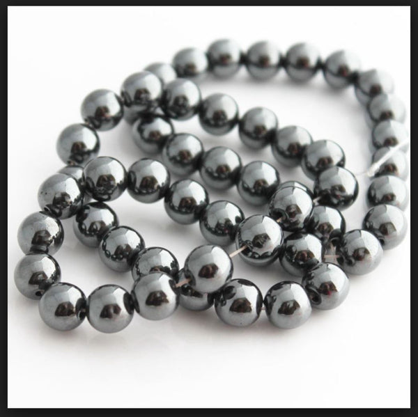 Natural Black Hematite Gemstone Round Beads, 15 Inch/1 Strand, Size Selections: 6mm/8mm/10mm