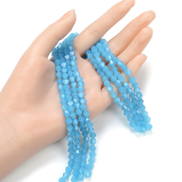 250pcs Creative Club Faceted Bicone Crystal Glass Beads, Blue Turquoise Opal, 6mm (0.24 Inch), Hole ID 1mm, CCB631