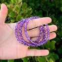 1 Strand Stretch Natural Grade A Purple Amethyst Beaded Gemstone Bracelet, 6mm Beads, Length Selections: 7 inch/7.5 inch/8 inch