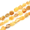 Natural Raw Yellow Citrine Crystal Gemstone Beads, Large Drilled Rough Nugget Stone, 15 Inch GA-C4