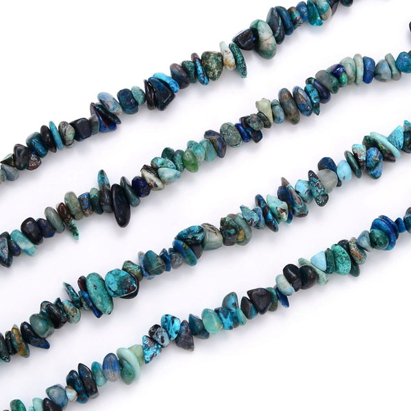 Natural Chrysocolla Gemstone Chip Beads, Free Form, 5mm-8mm, Hole ID 1mm, 1 Strand/31 Inch, GZ1-39