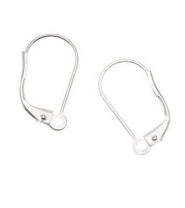 50pcs Leverback Earring Hooks, Open Jump Ring, Sterling Silver Plated Brass, 19mm, CF195-1
