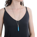 1pc Natural Blue Howlite Imitation Turquoise Hexagonal Pile Gemstone Pendant Necklace, 26 Inch Surgical Stainless Steel Chain, GGP-BB10