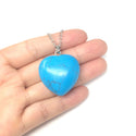 1pc You Are My Only Love Necklace, Natural Blue Howlite Imitation Turquoise Gemstone Large Heart Pendant, 18 Inch Surgical Stainless Steel Chain, GGP8-4